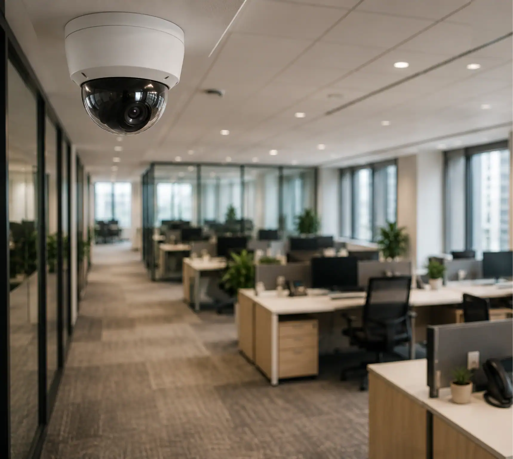 Office Security Camera Monitoring Workspace